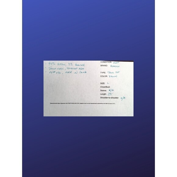 BOZZOLO Tank Top Cotton/Spandex Blend, CHOCOLATE BROWN, Women’s Size Large, NWOT - Picture 6 of 6